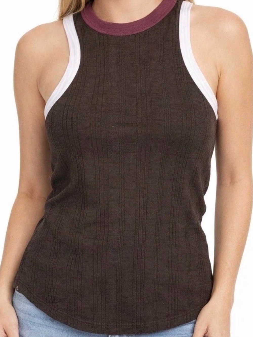 Free People We The Free Racerback Tank Top | Medium | Brown/Multi | NWOT